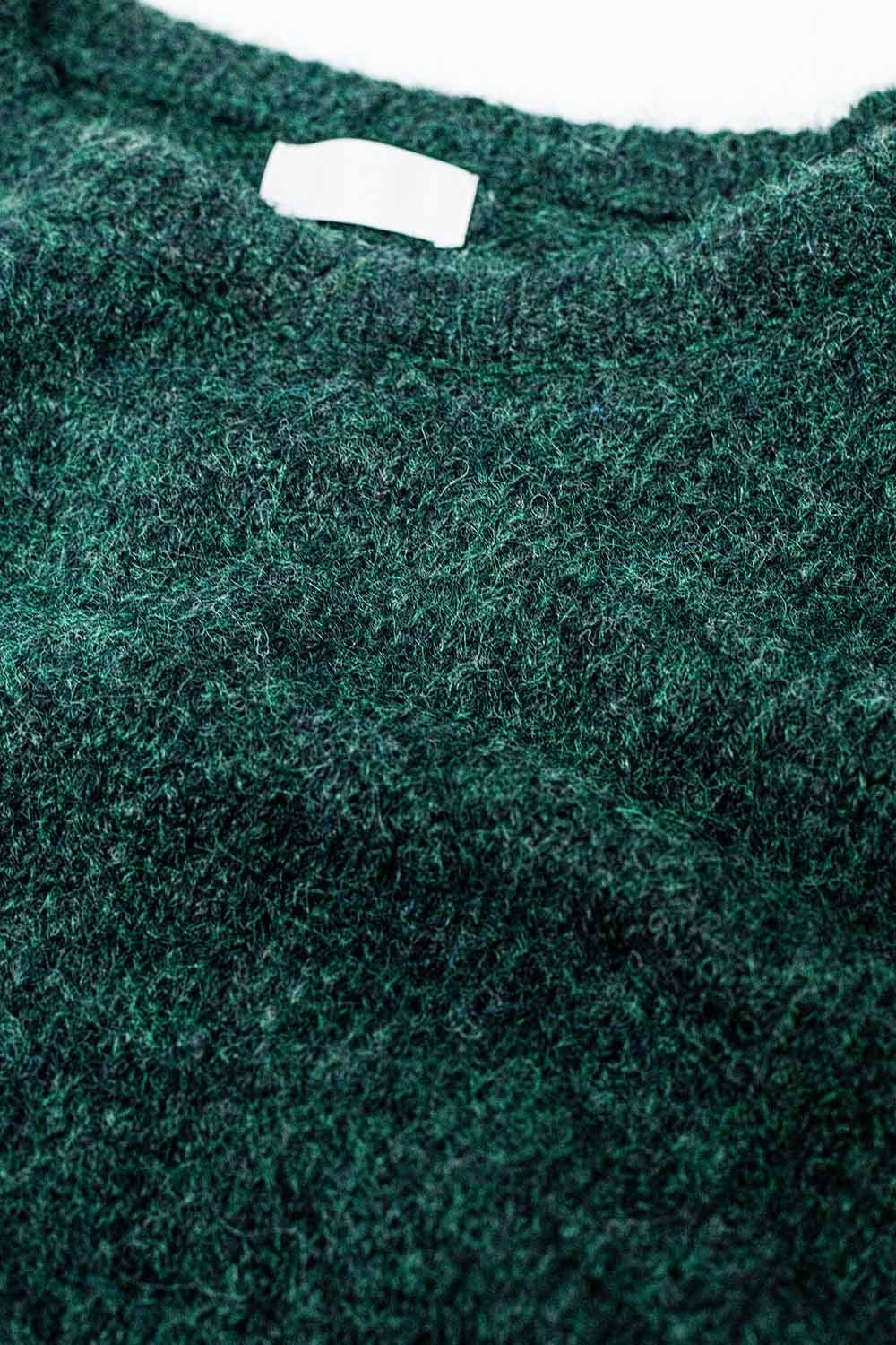 Acogedor jersey con mangas globo en verde esmeralda Q2