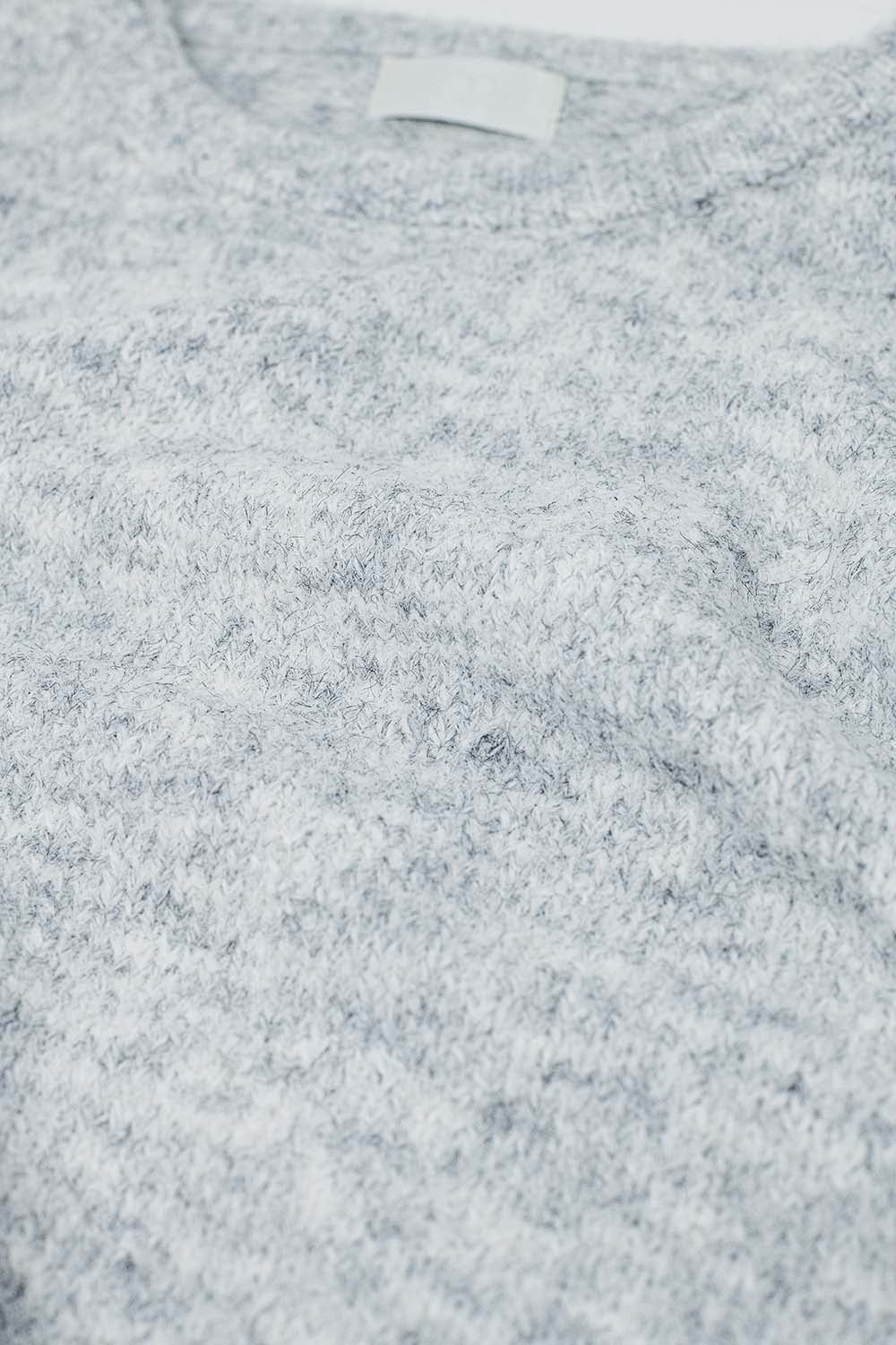 Acogedor jersey de manga globo en gris claro Q2