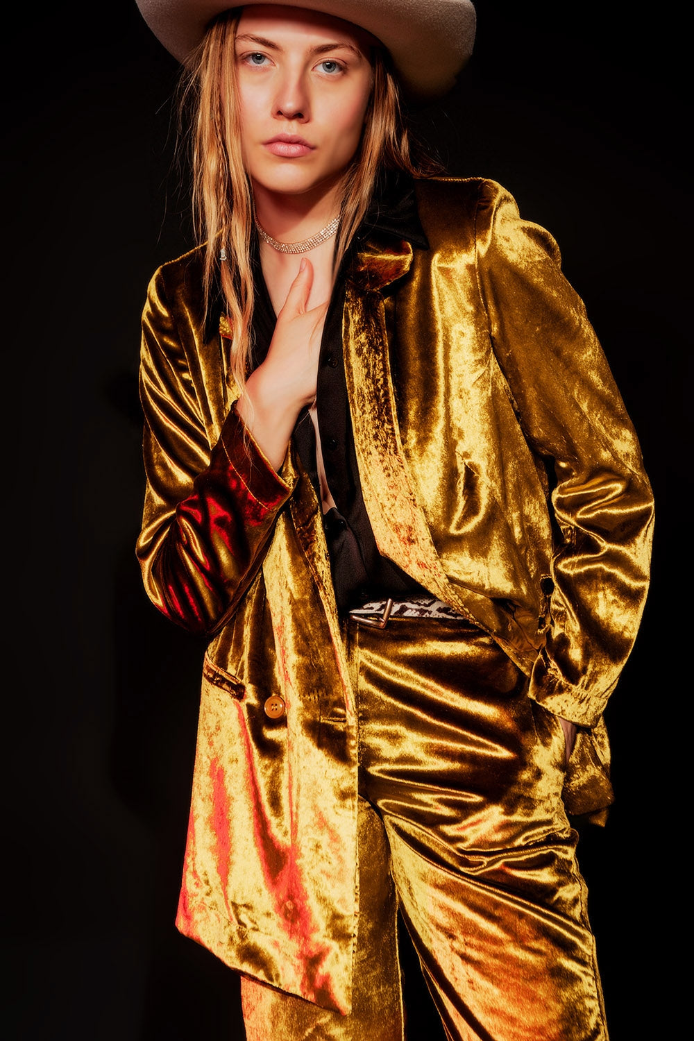 Americana verde lima extragrande de terciopelo Q2