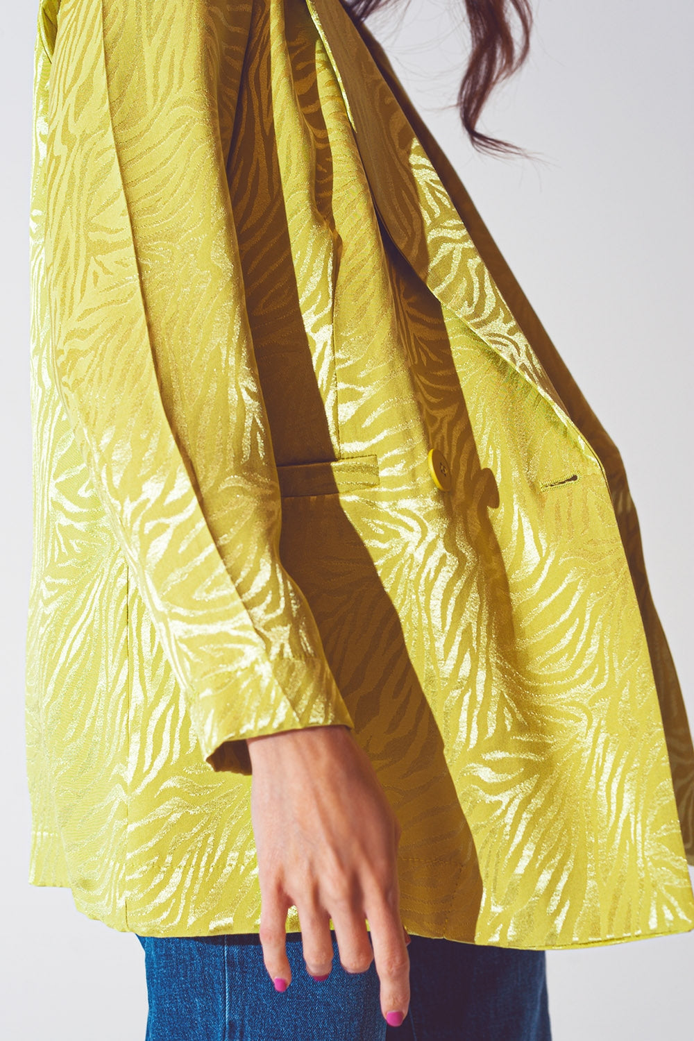 Blazer de estampado de cebra oversize en verde Q2