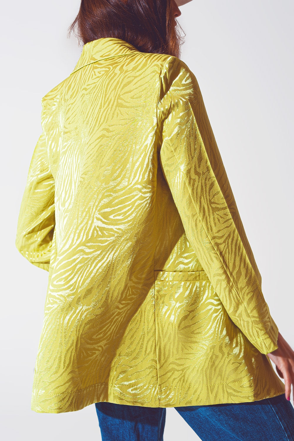 Blazer de estampado de cebra oversize en verde Q2