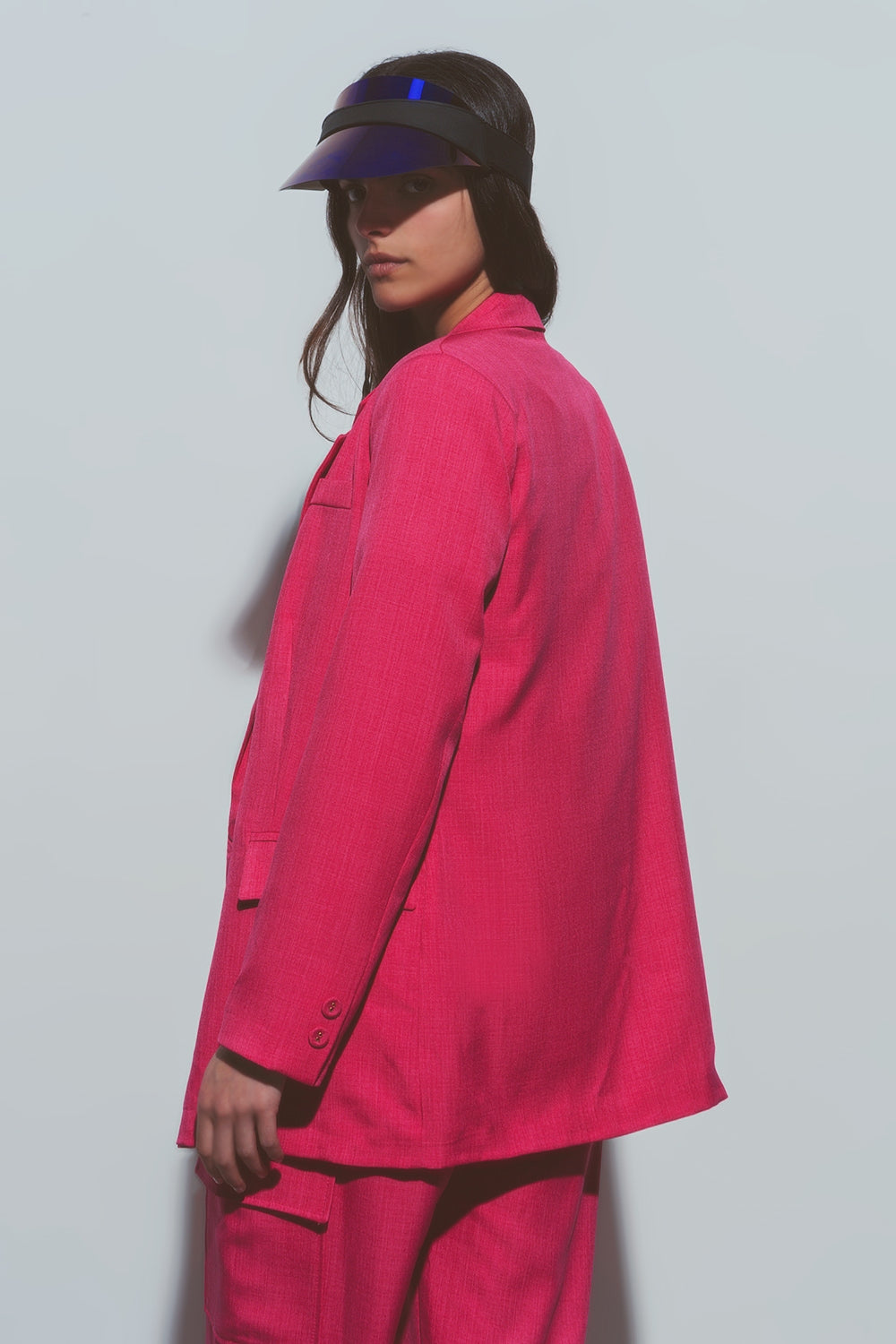 Blazer oversize texturizado en rosa Q2