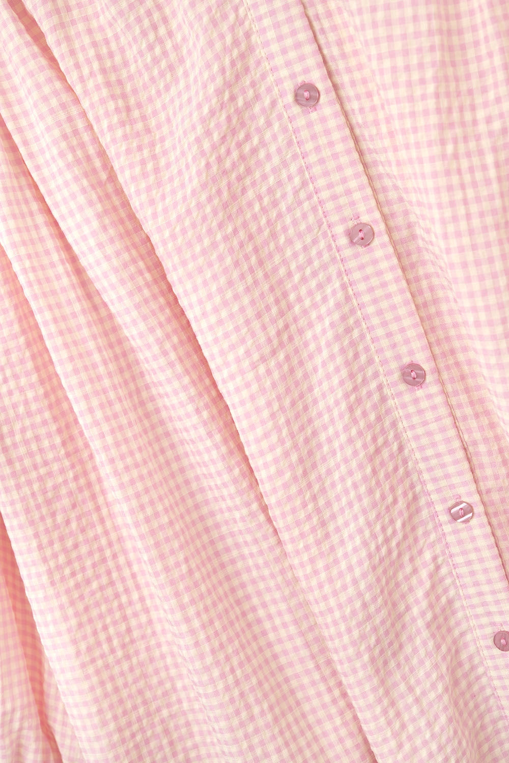 blusa suelta de cuadros de vichy rosa claro Q2
