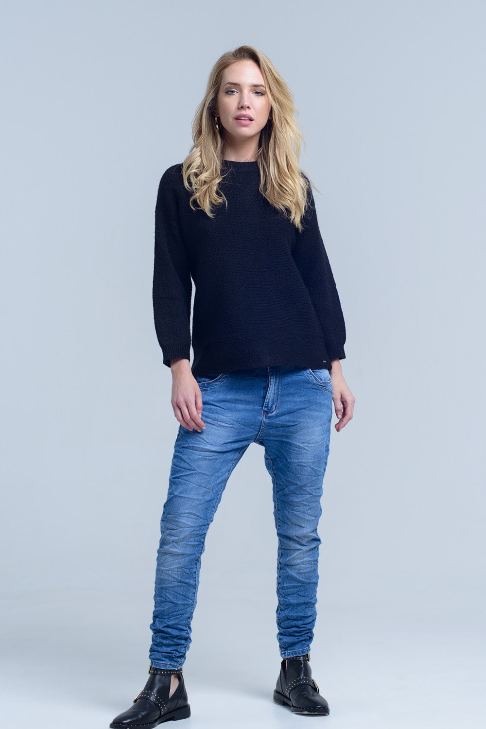 Boyfriend jean con detalle de bolsillo con cremallera Q2