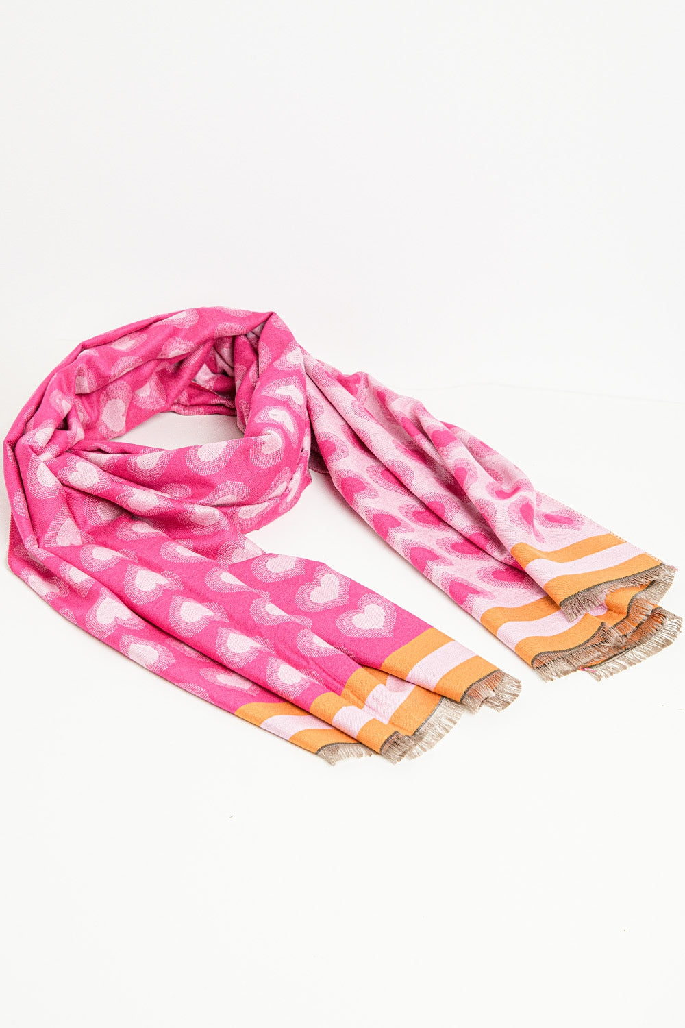 bufanda rosa suave con estampado de corazones Q2