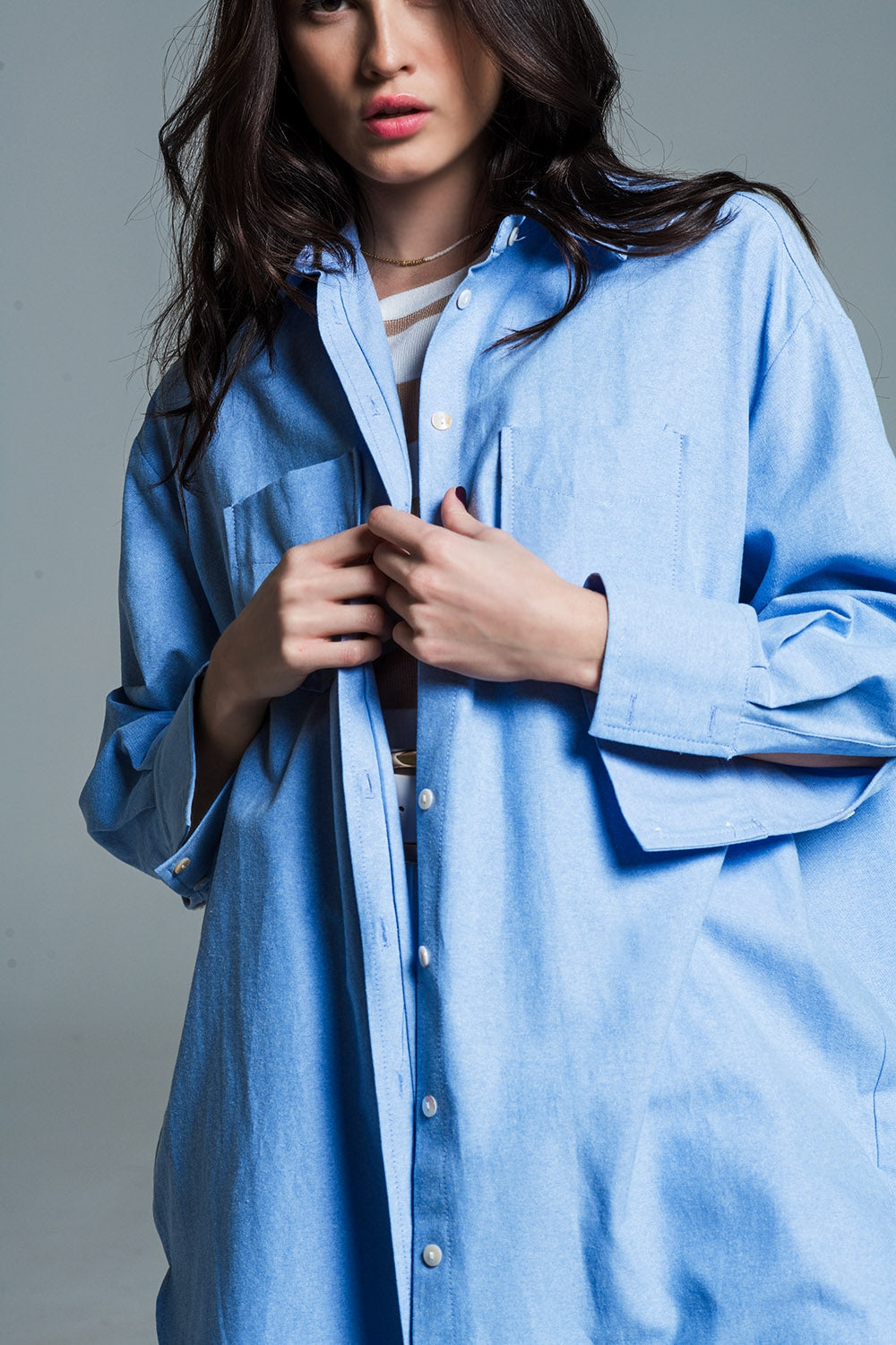 Camisa azul claro 3/4 boyfriend Q2