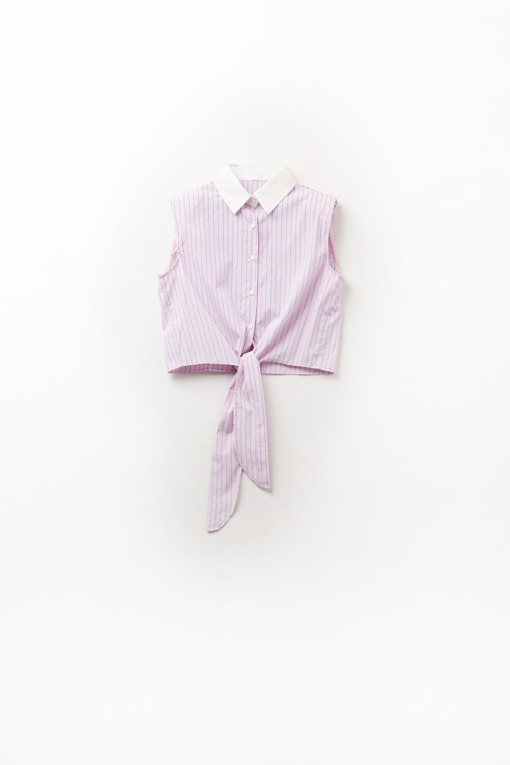 Camisa corta Rosa Sin Mangas Con Nudo Delantero Q2