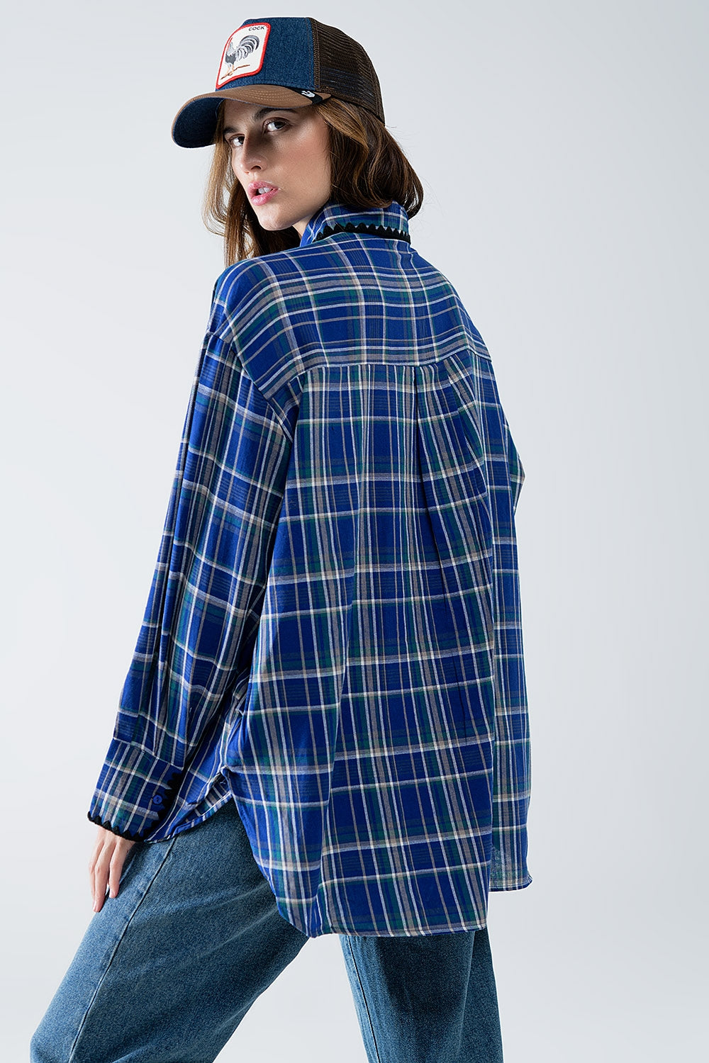 Camisa de leñador amplia en color azul Q2