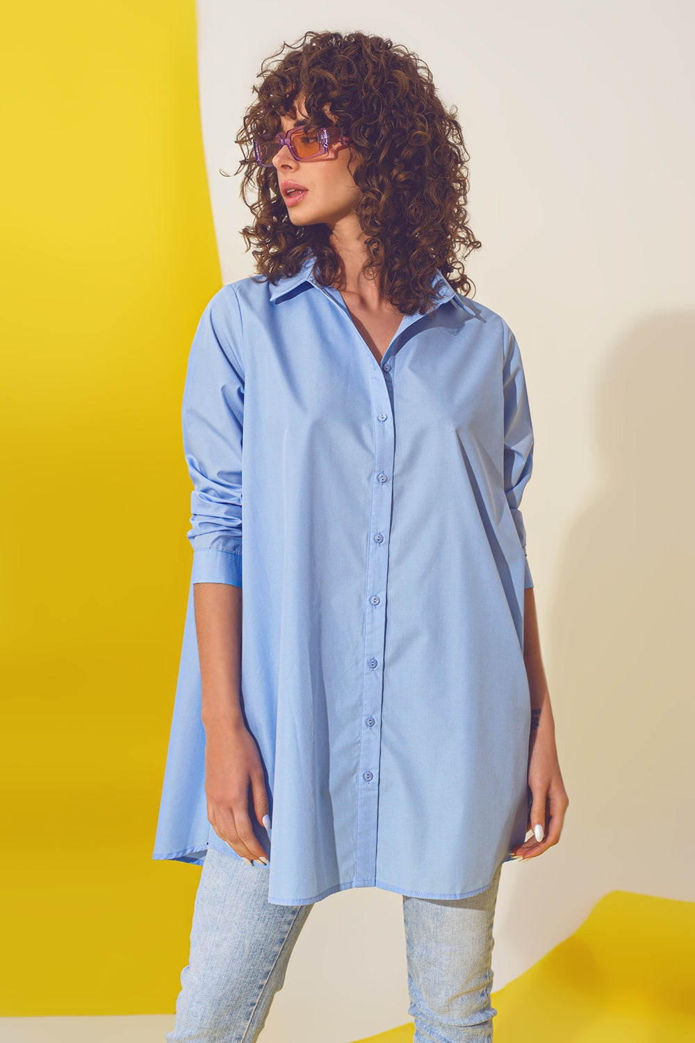 Camisa extragrande en azul claro Q2