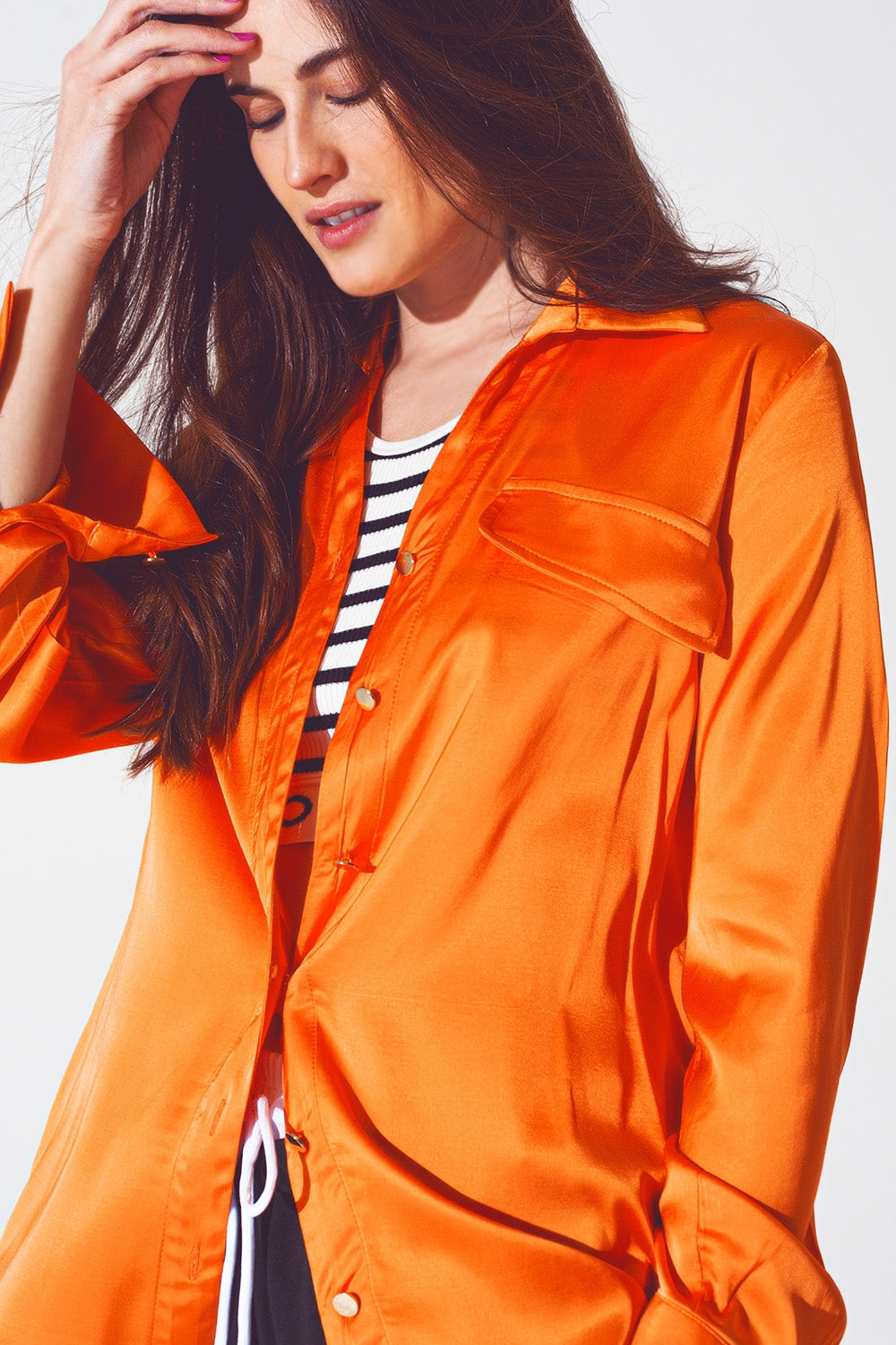 Camisa naranja intenso de rayon Q2