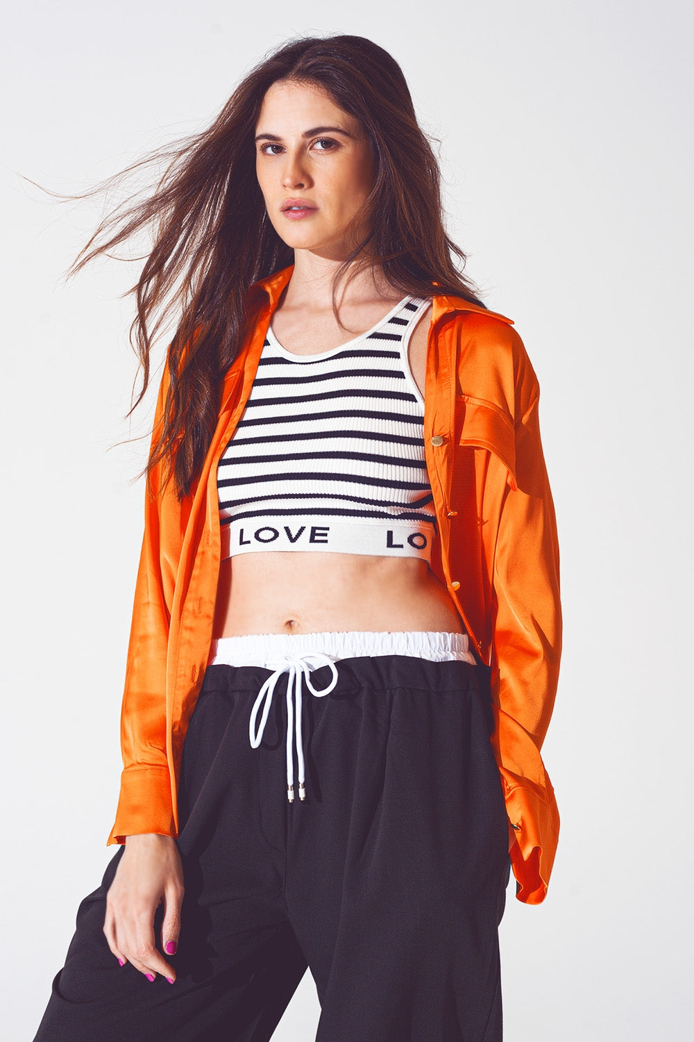 Camisa naranja intenso de rayon Q2