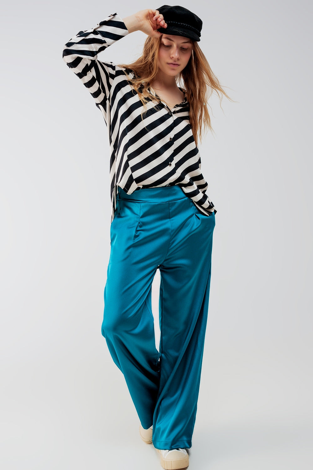 Camisa oversize a rayas abotonada Q2