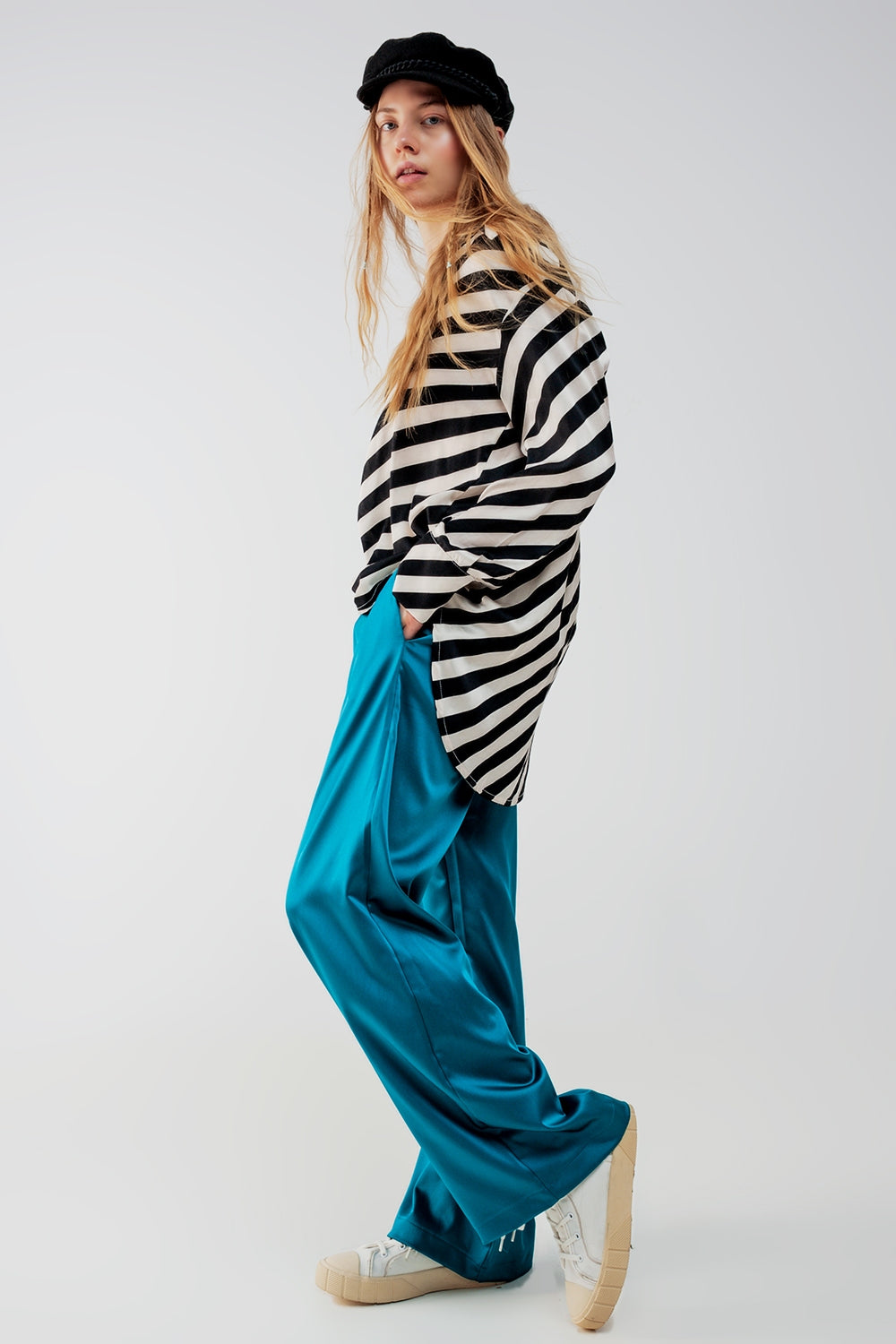 Camisa oversize a rayas abotonada Q2