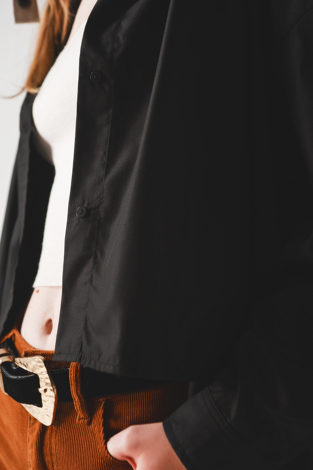Camisa oversize en mezcla de algodón negra Q2