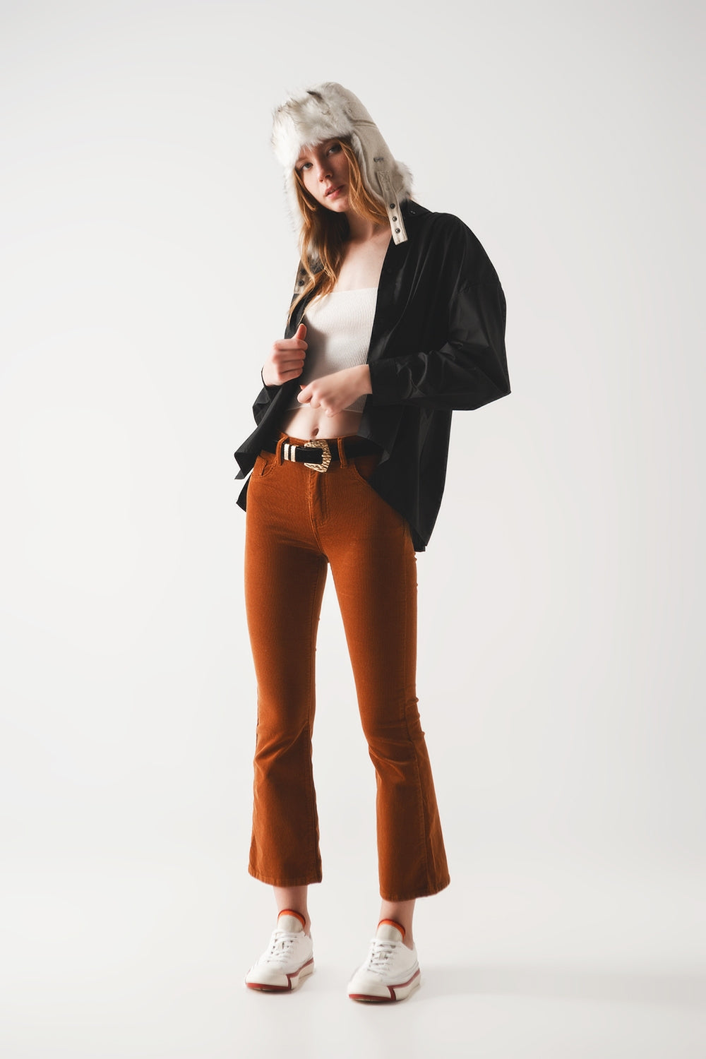 Camisa oversize en mezcla de algodón negra Q2