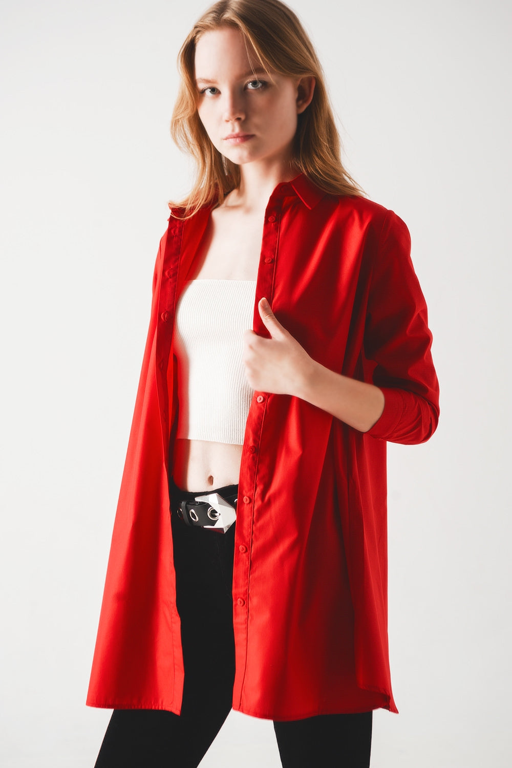Camisa oversize en rojo intenso Q2