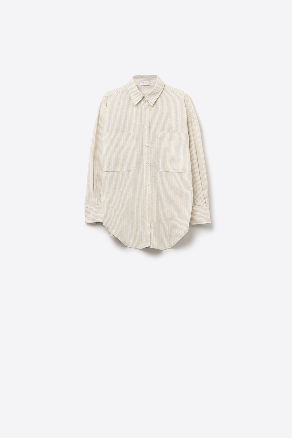 Camisa relajada a rayas con bolsillos sobredimensionados en el pecho Q2