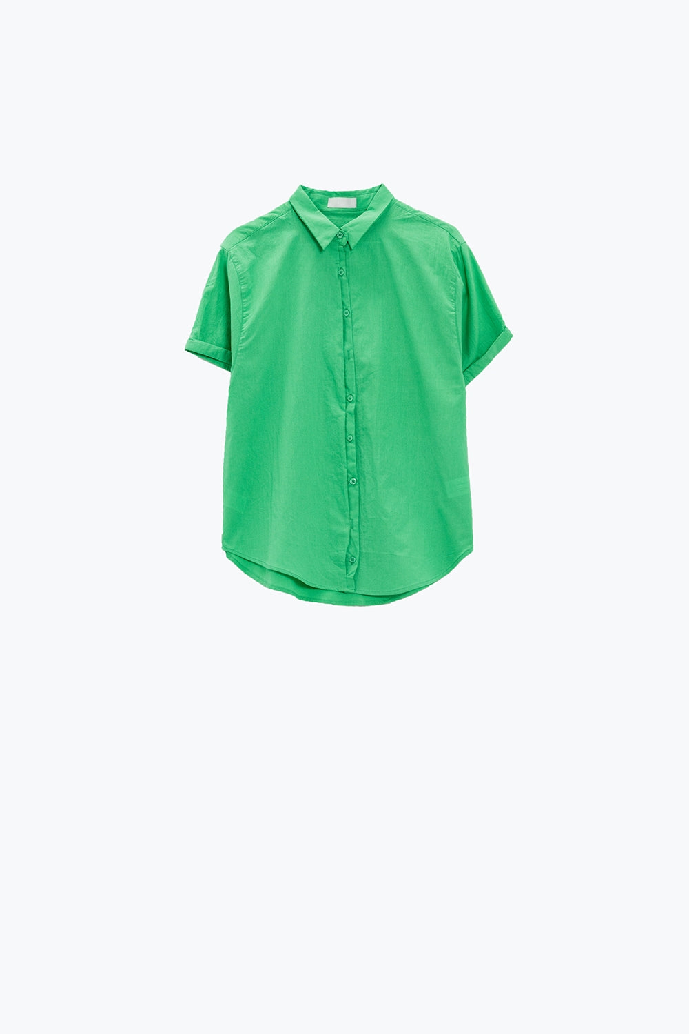 Camisa relajada de manga corta abotonada en verde Q2