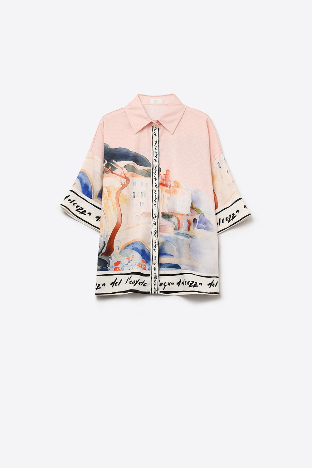 Q2 camisa rosa verano estampado acuarela