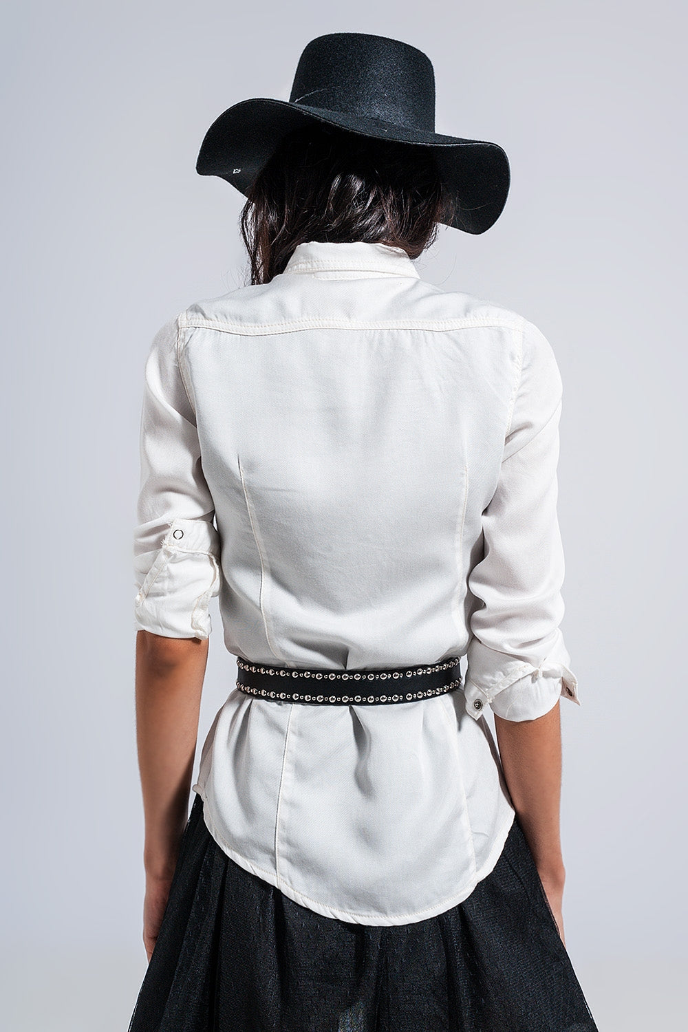 Camisa vaquera blanca de corte slim Q2