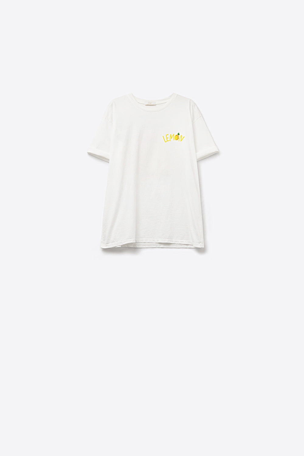 Q2 camiseta blanca Hecha en Italia con gráfico de limón