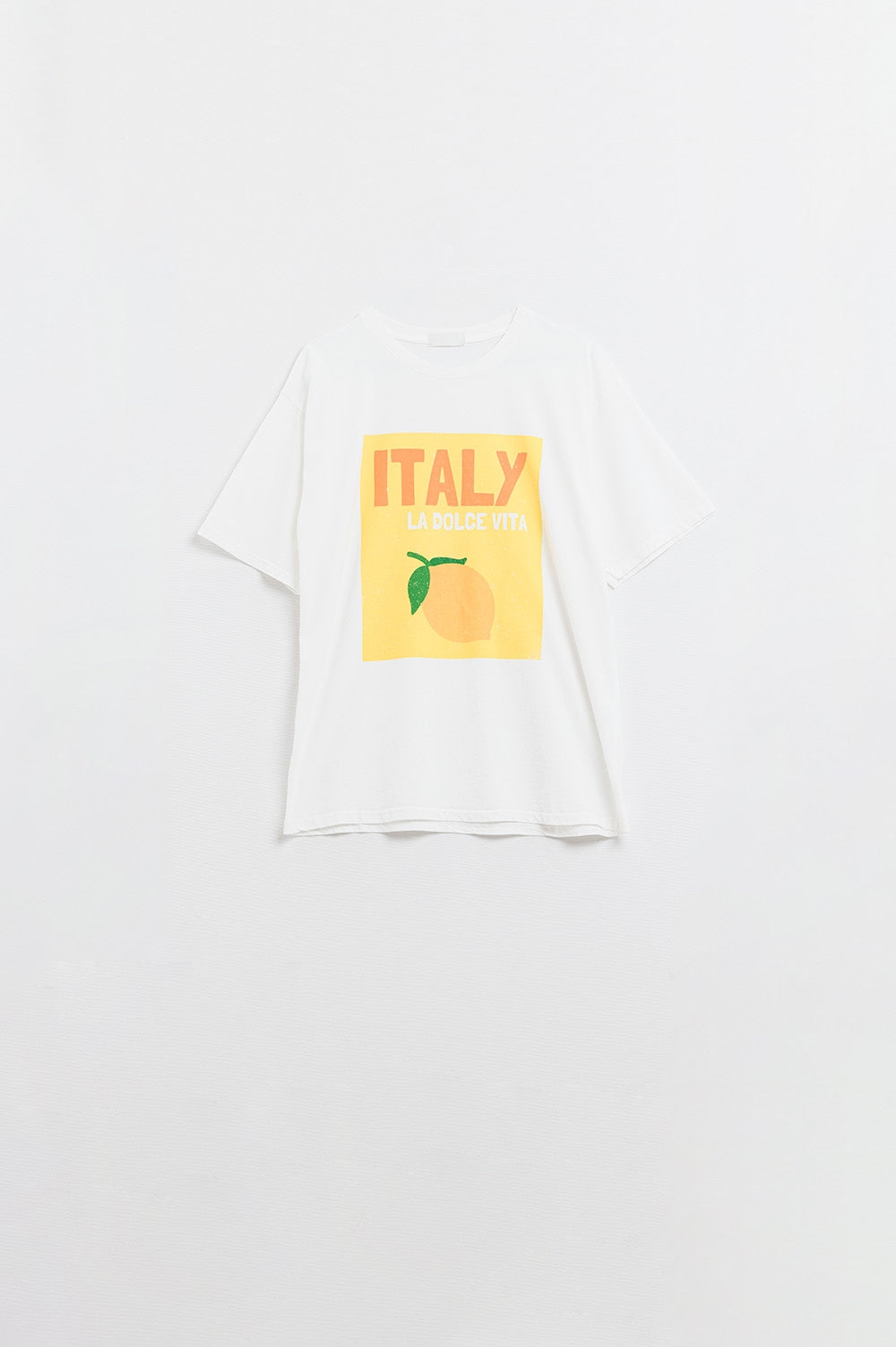 Camiseta blanca Italy Dolce Vita con estampado gráfico de limones Q2
