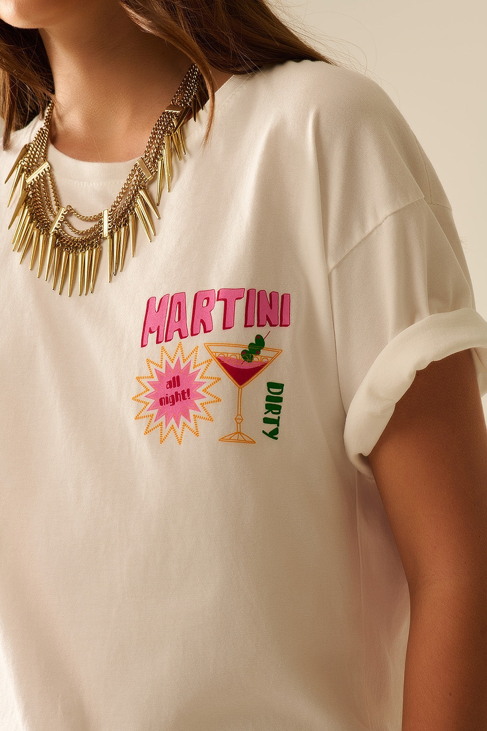 camiseta blanca made in Italy con logotipo gráfico Martini Q2
