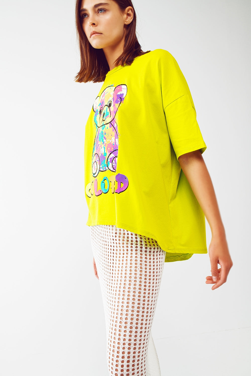 camiseta en lima holgada con osito coloreado Q2