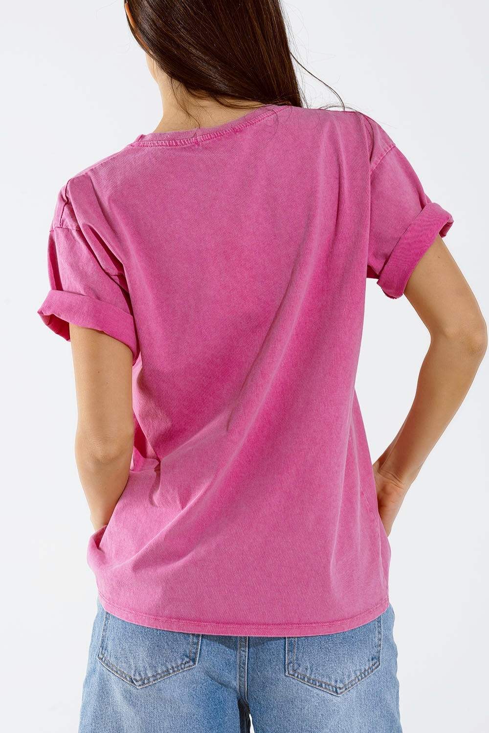 Camiseta Hawaii Efecto Lavado En Fuschia Q2