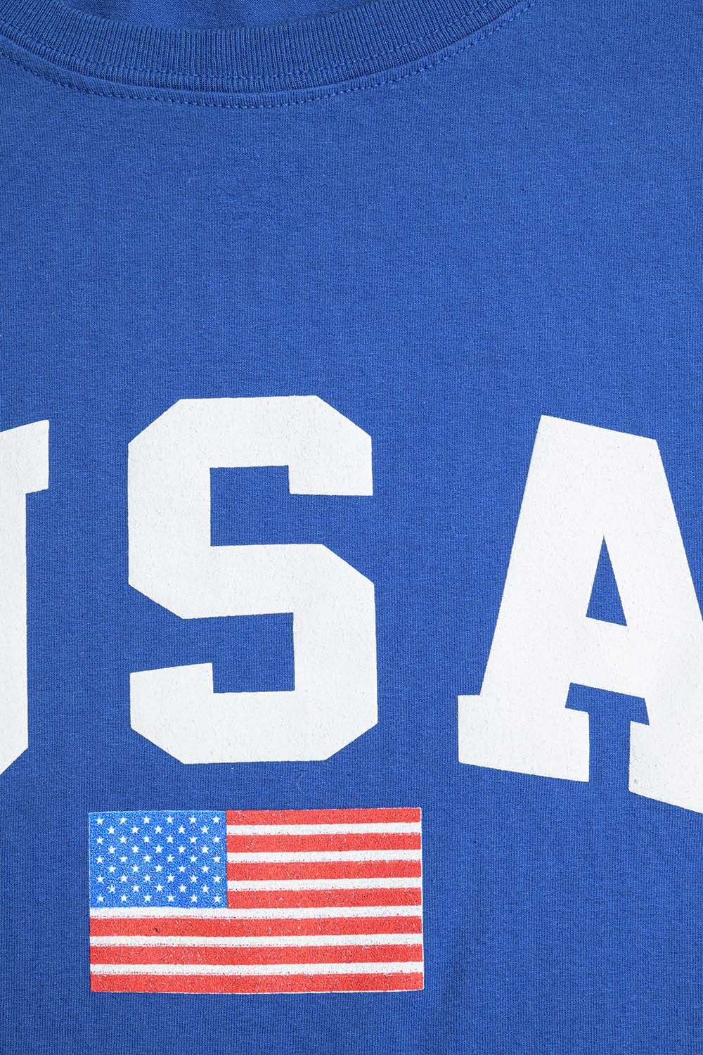 Camiseta larga holgada azul con logotipo de USA Q2