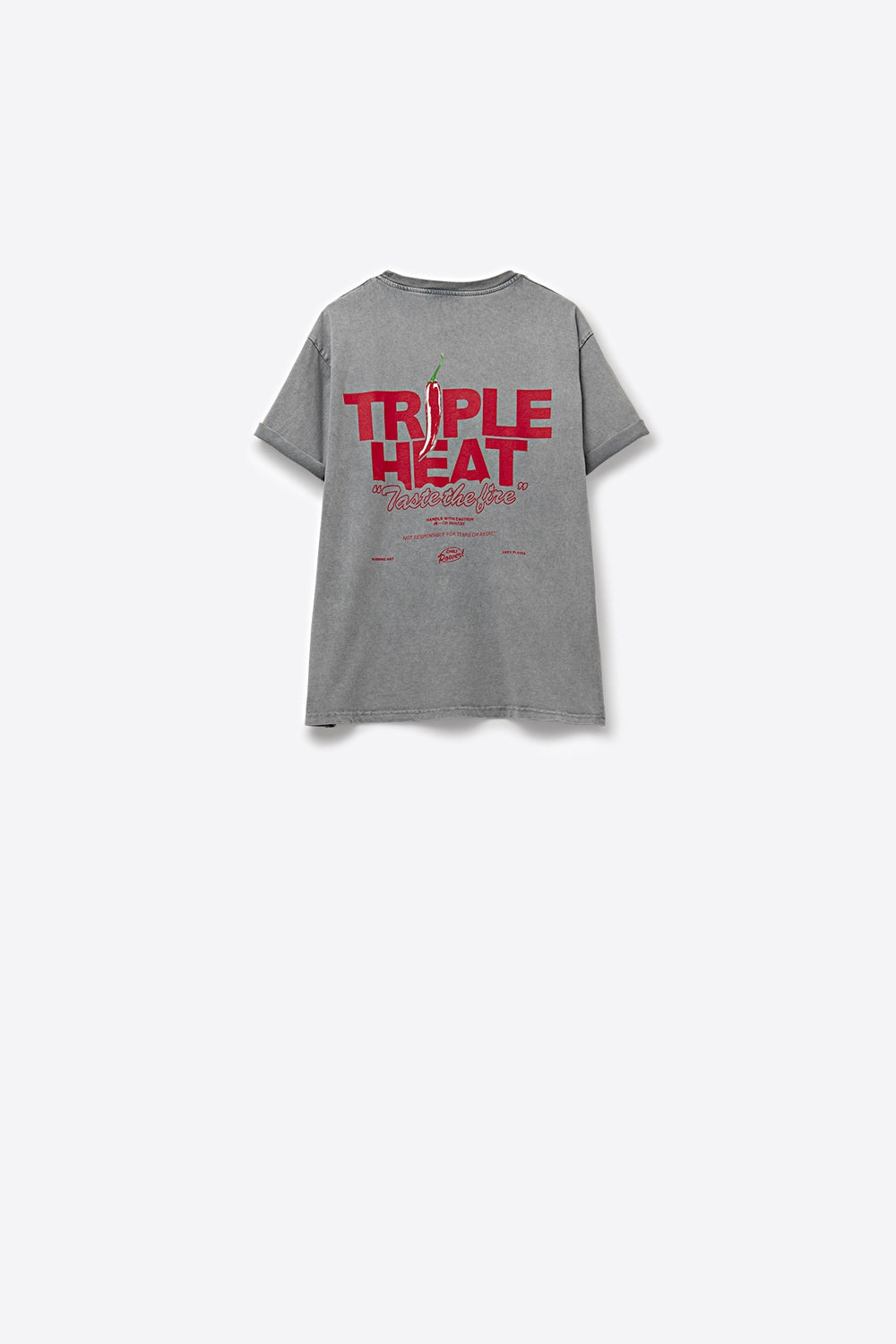 Camiseta relaxed fit gris lavada de manga corta TRIPLE HEAT LOGO Q2