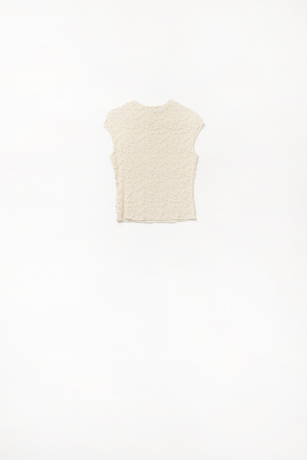 Camiseta Romántica de Encaje con Mangas Cortas en beige Q2