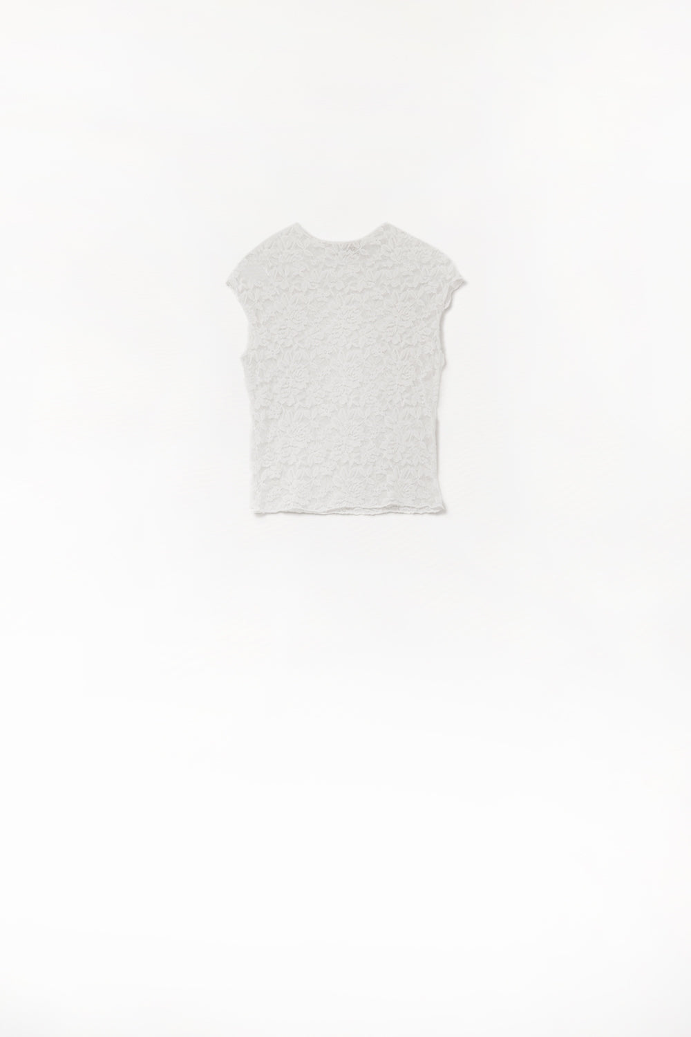 Camiseta romántica de encaje sin mangas en blanco Q2