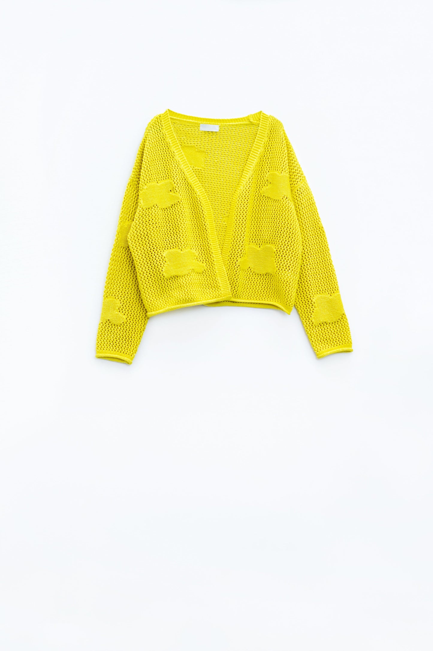 Cárdigan De Punto De Crochet Con Nubes De Punto En Amarillo Q2