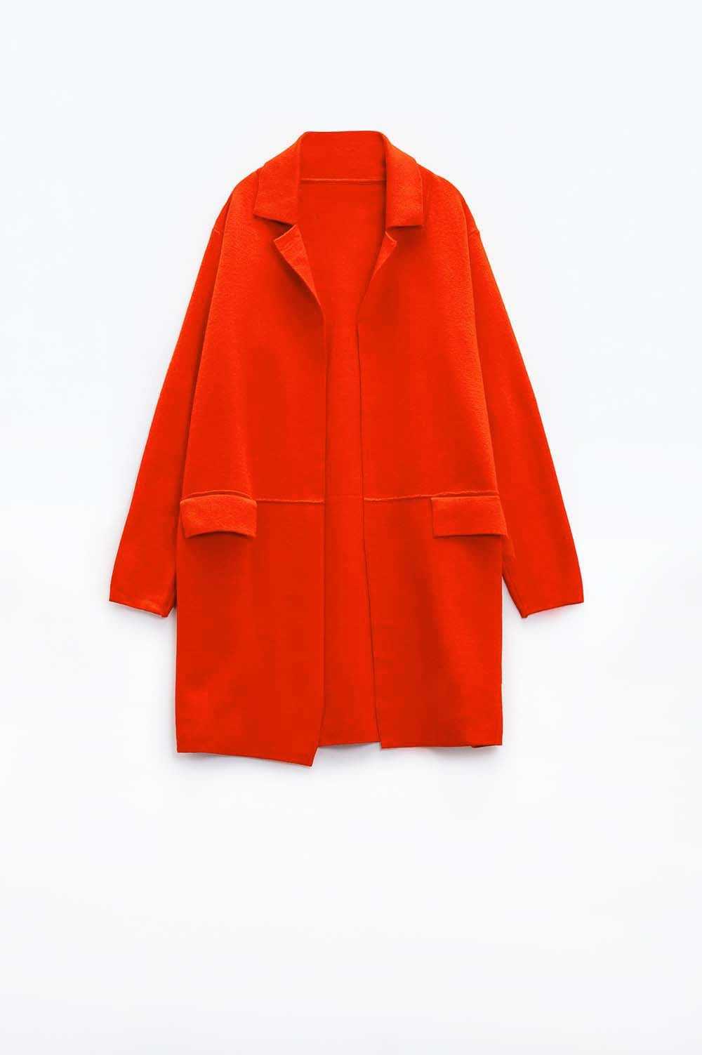 Q2 Cárdigan maxi de cuello oversize en naranja