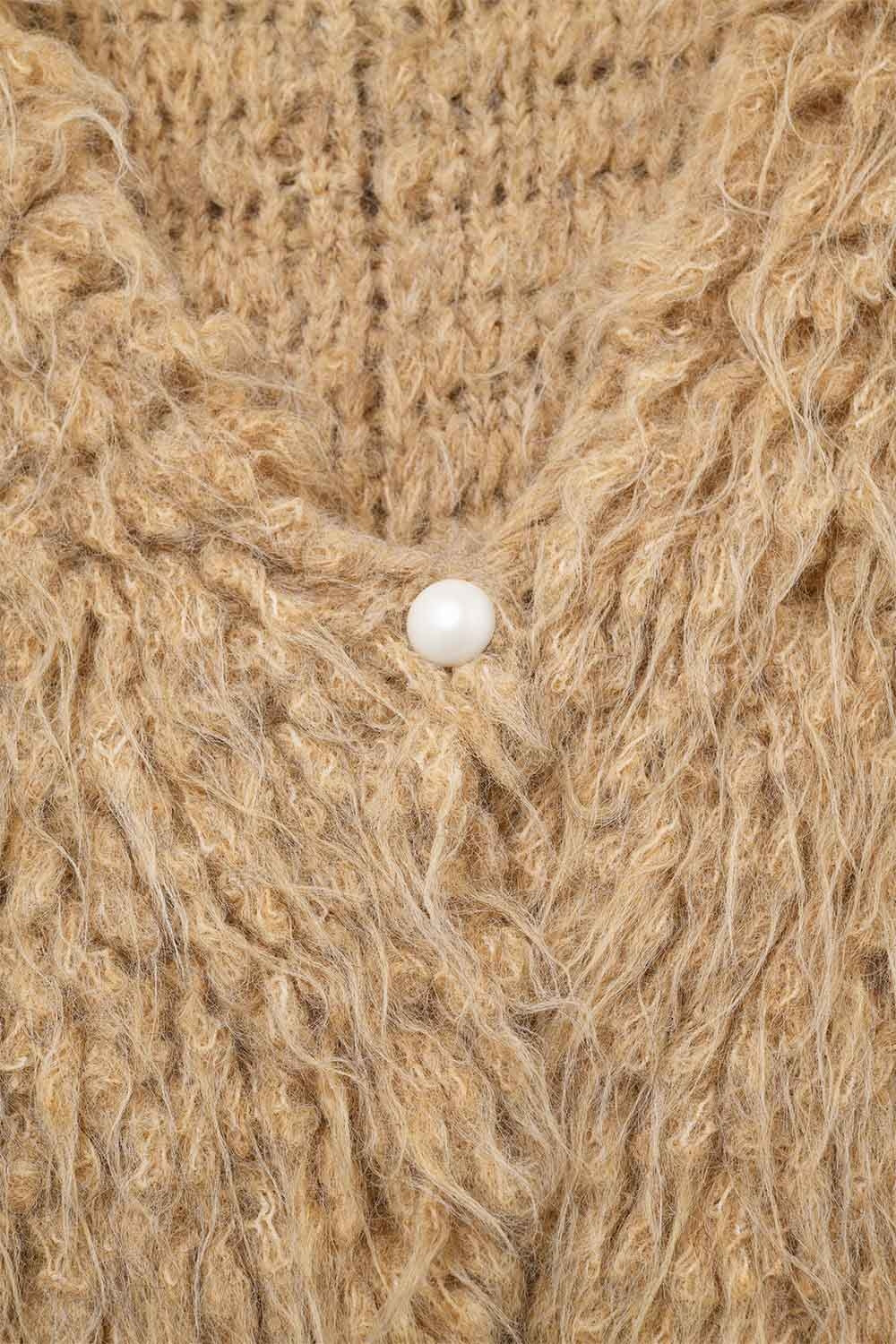 Chaleco de lujo con textura de pelo largo beige Q2