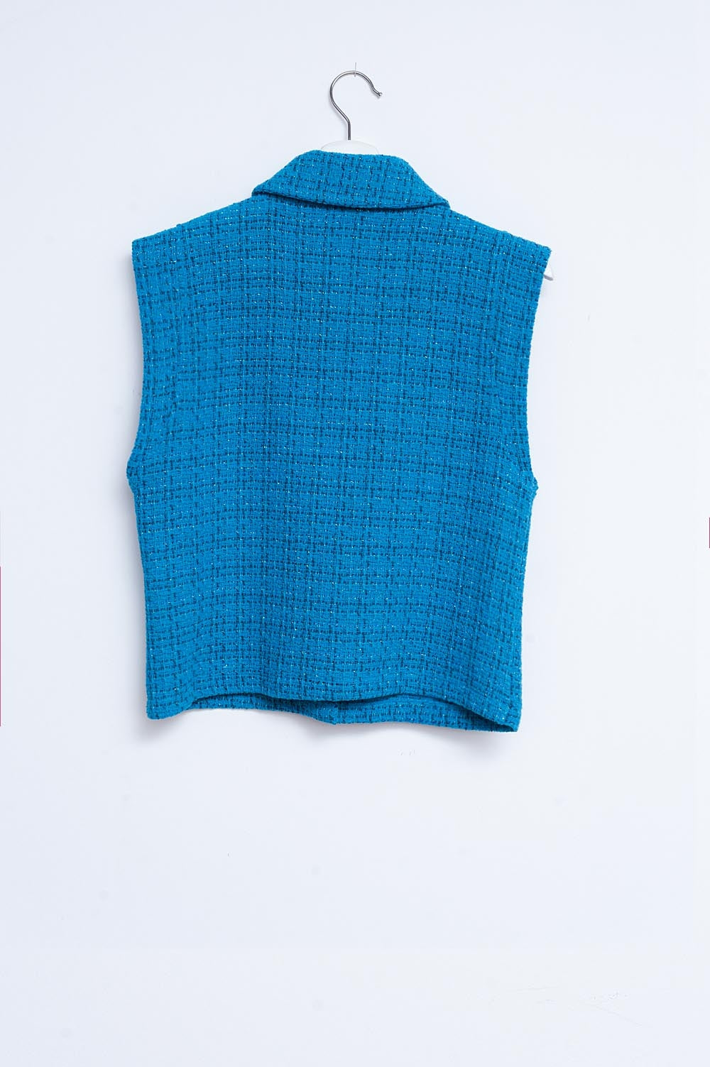 Chaleco de traje azul de sastre de bouclé Q2