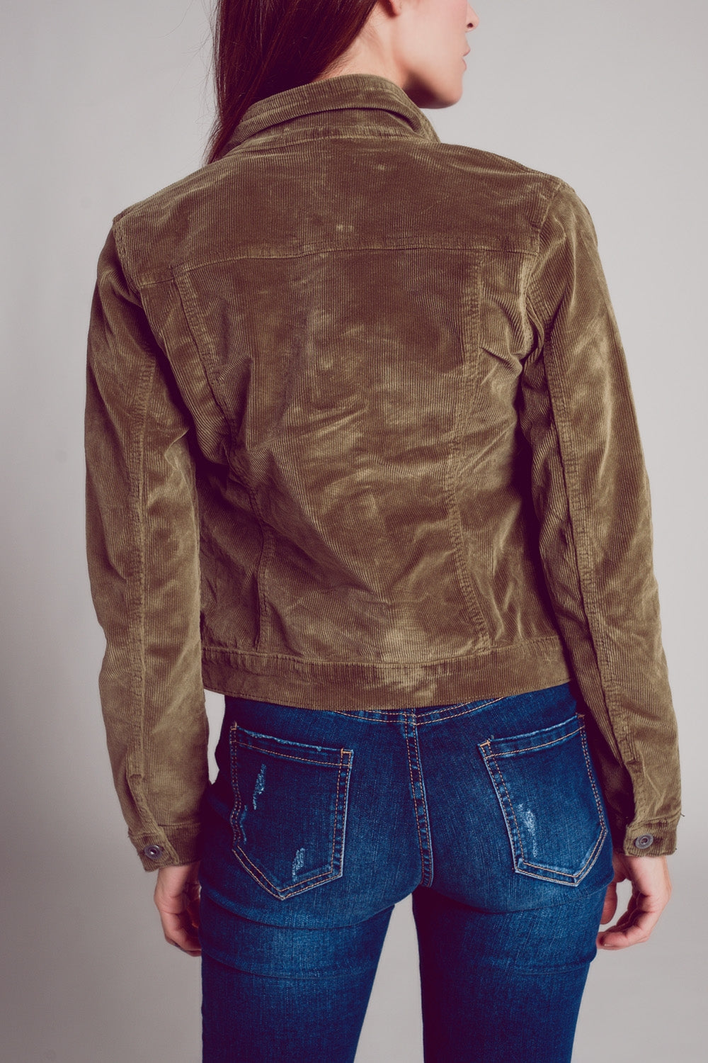 Chaqueta de cordón cropped caqui Q2
