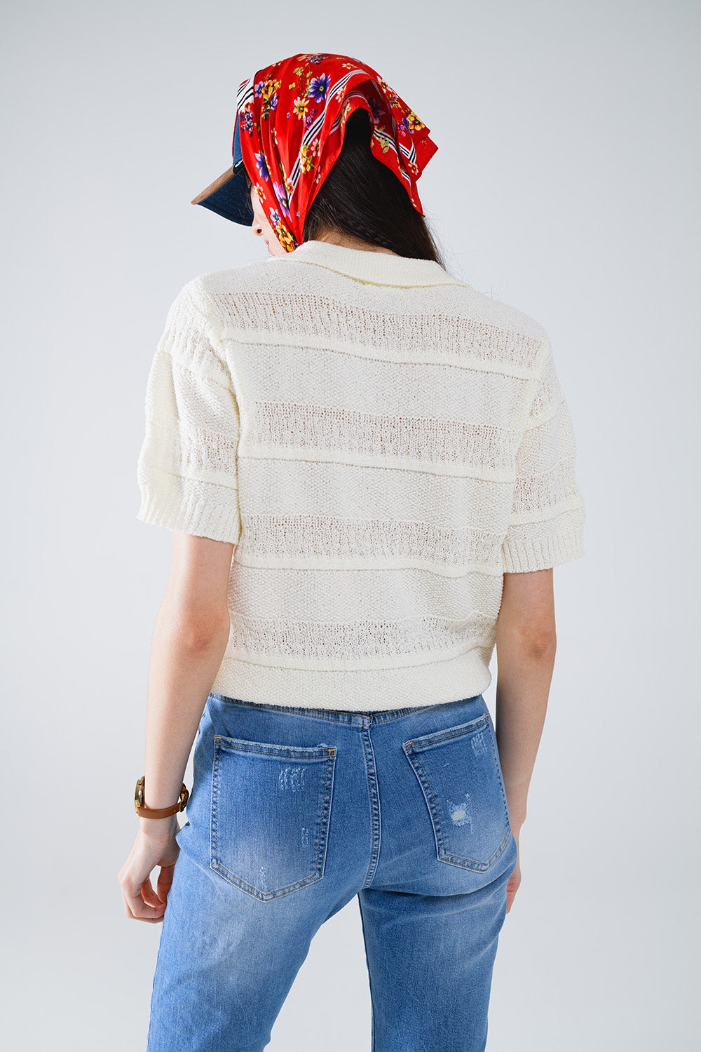 Chaqueta de punto Camisa abotonada con bolsillos en el pecho Q2