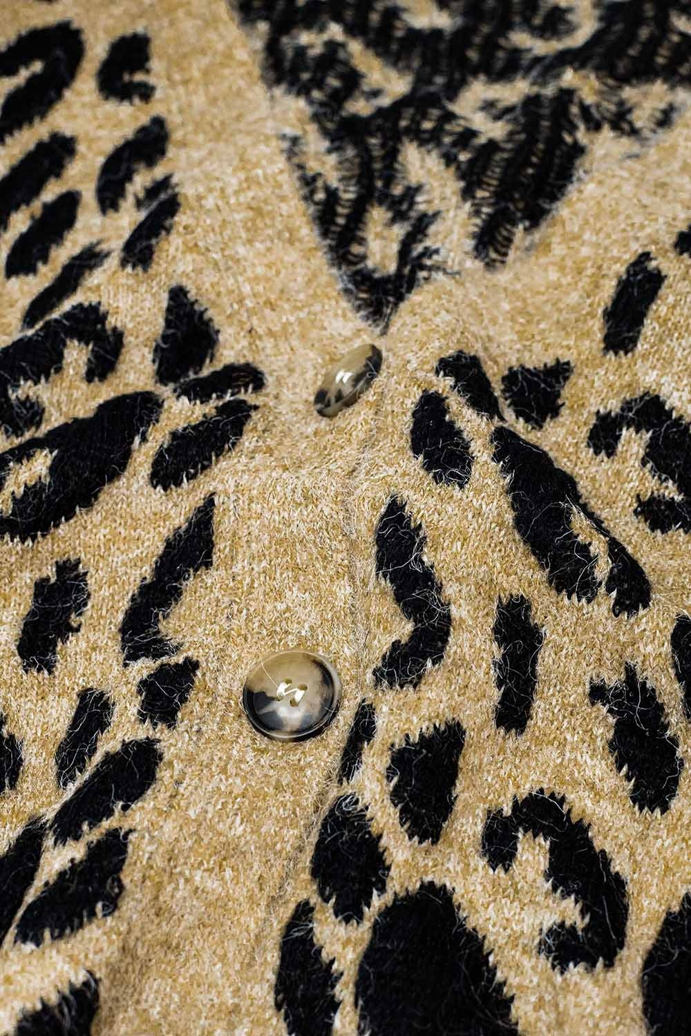 chaqueta de punto suave con estampado de leopardo Q2