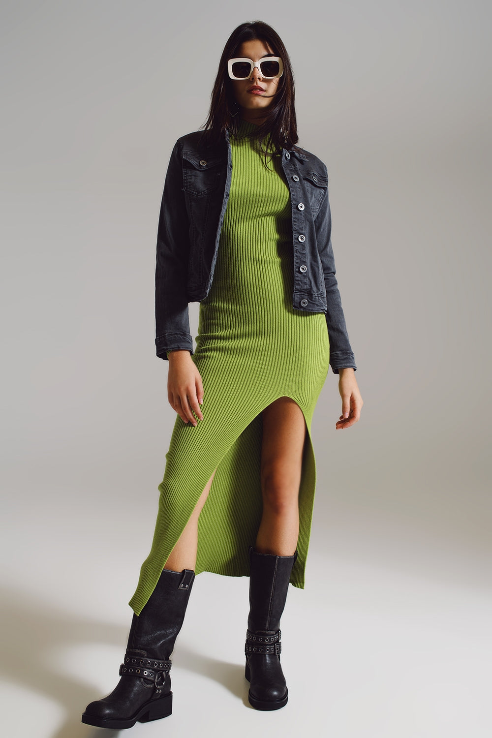 Chaqueta de vaquera en denim a medida en gris piedra Q2