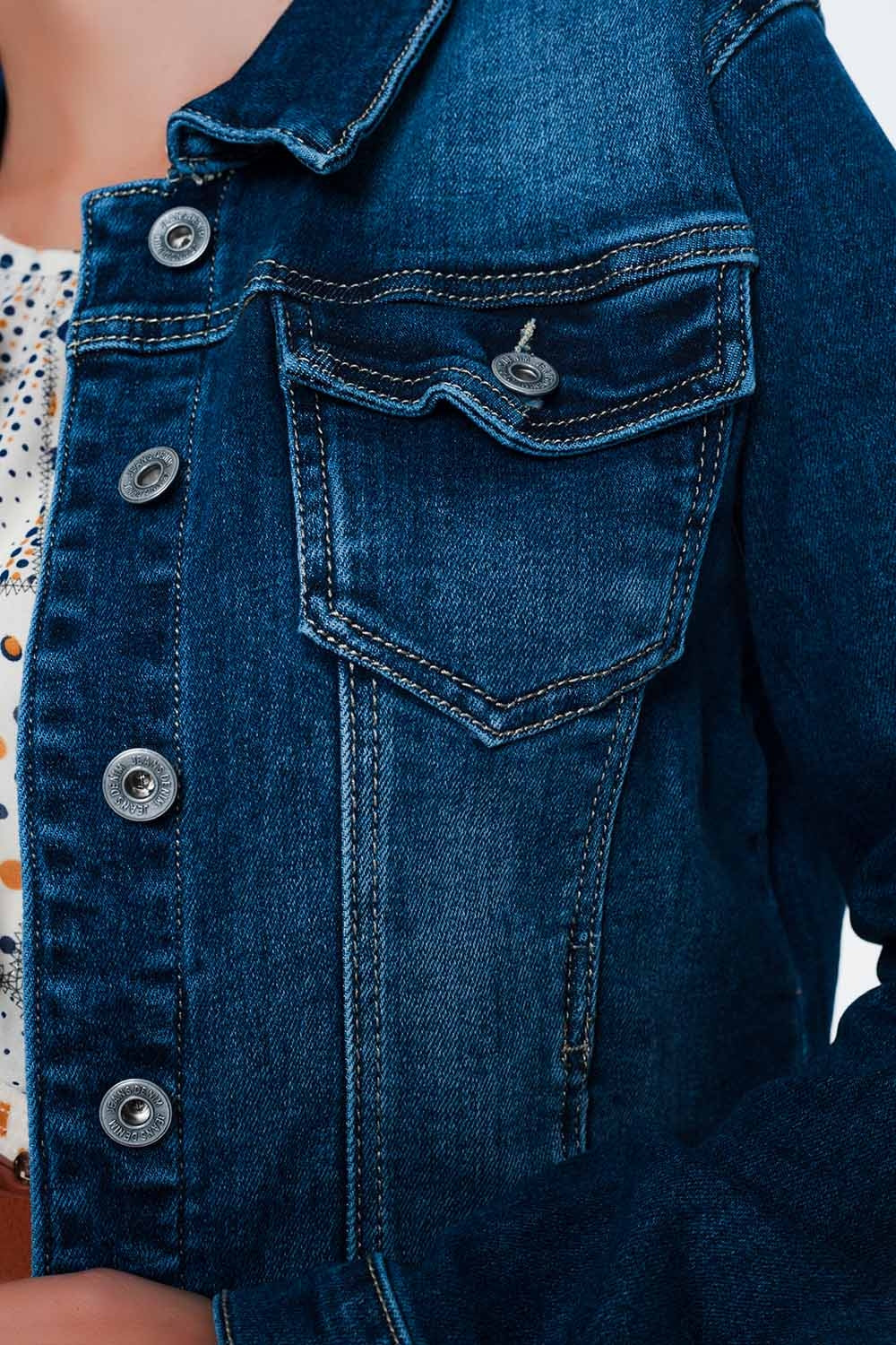 Chaqueta vaquera ajustada estilo western con lavado medio Q2