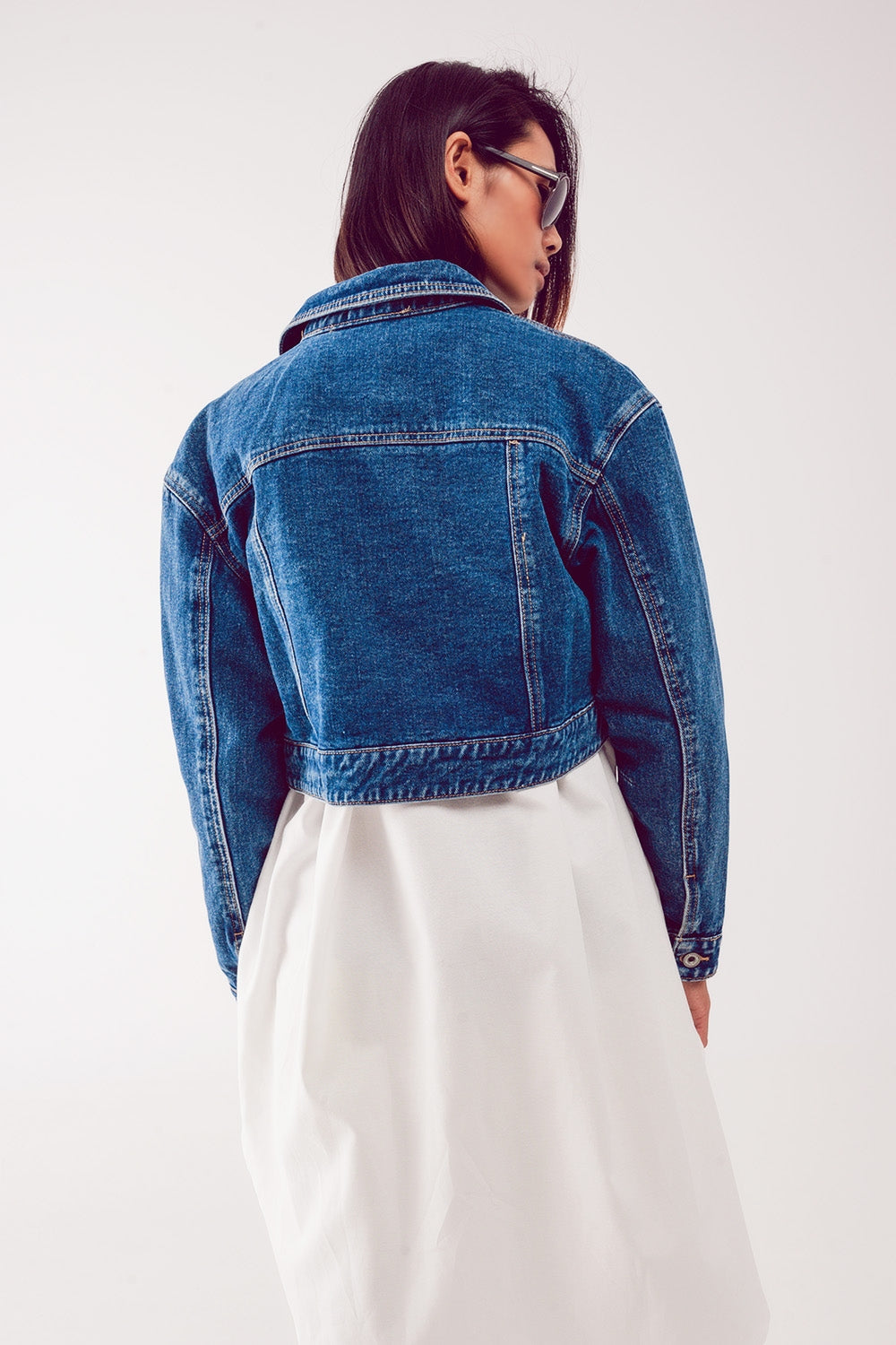 Chaqueta vaquera corta en azul medio Q2
