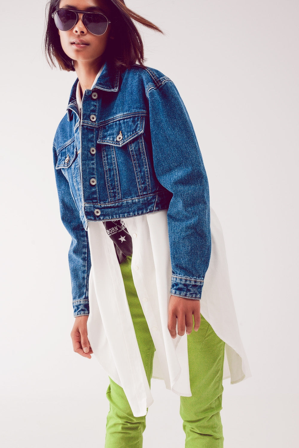 Chaqueta vaquera corta en azul medio Q2