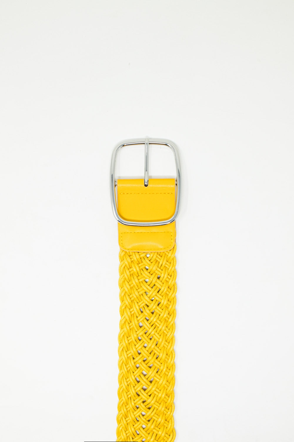 Cinturón amarillo para cintura y cadera con diseño trenzado de estilo años 70 Q2