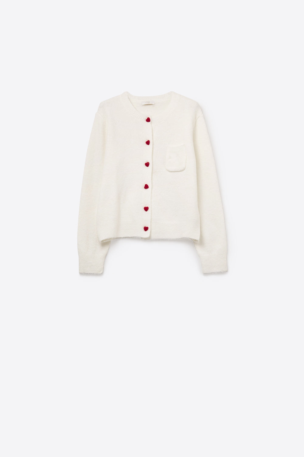 Encantador cárdigan blanco con botones de corazón Q2