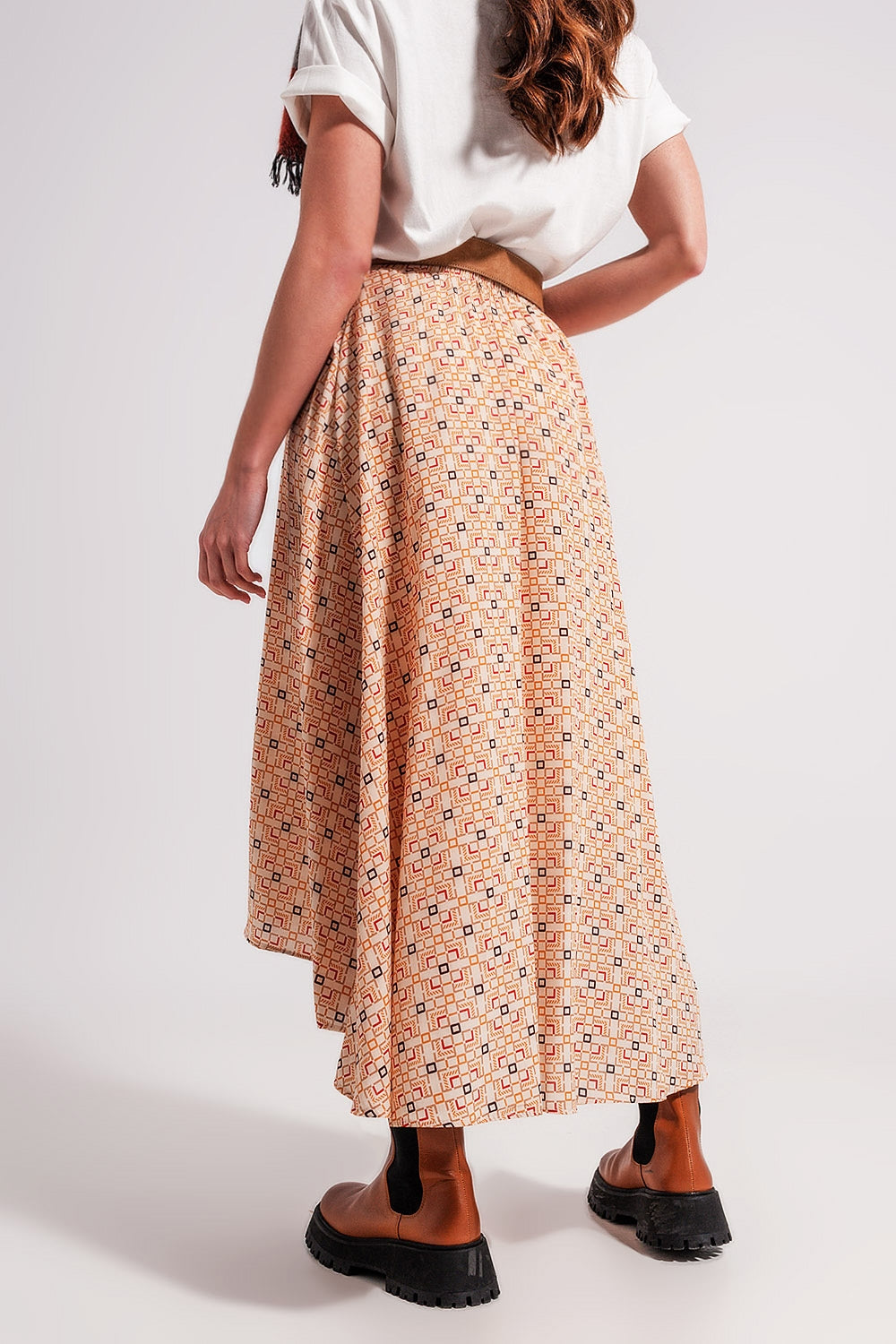 Falda midi con estampado geométrico estilo años 90 Q2