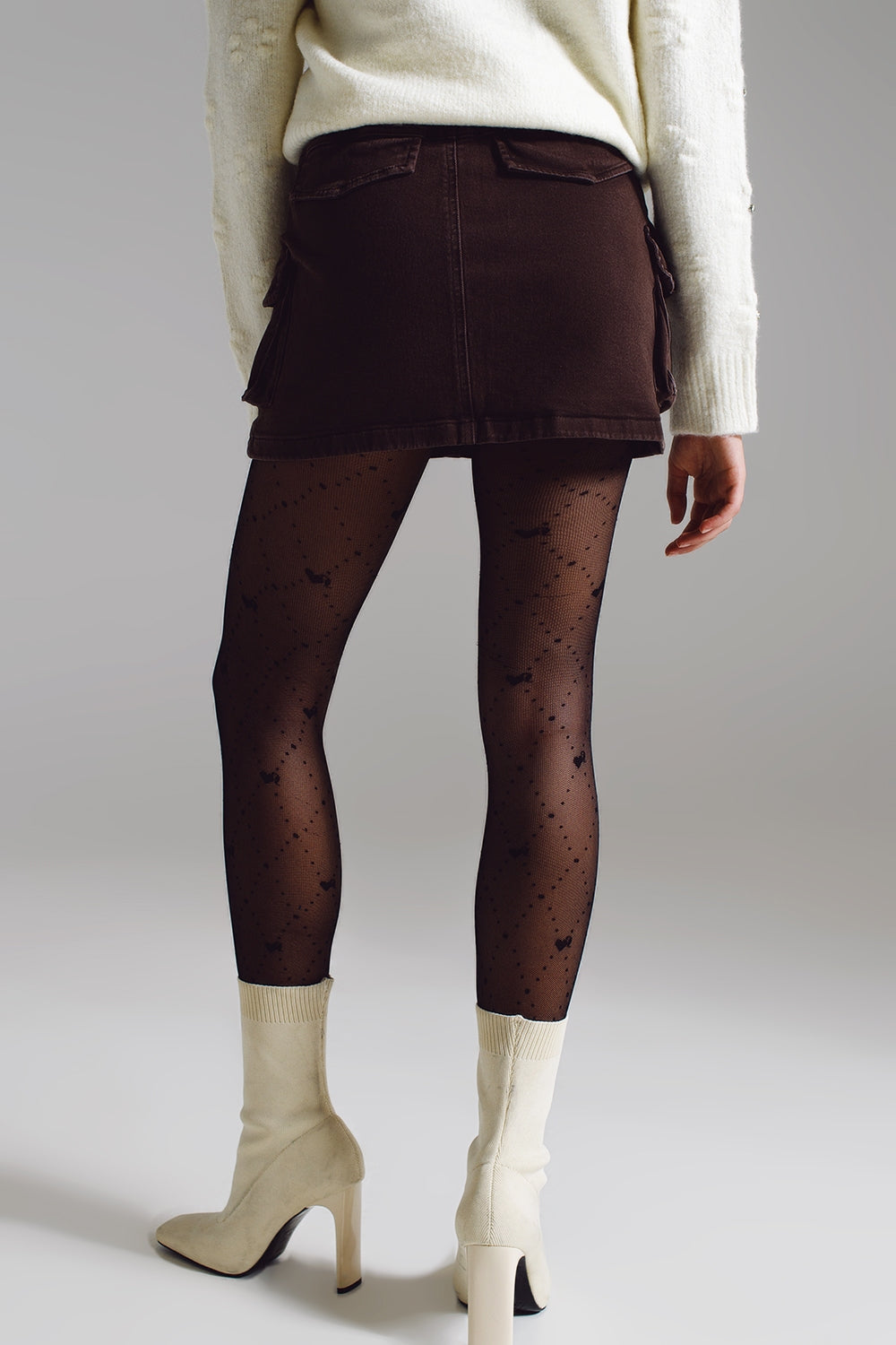 Falda Mini de Carga en Marrón Oscuro Q2