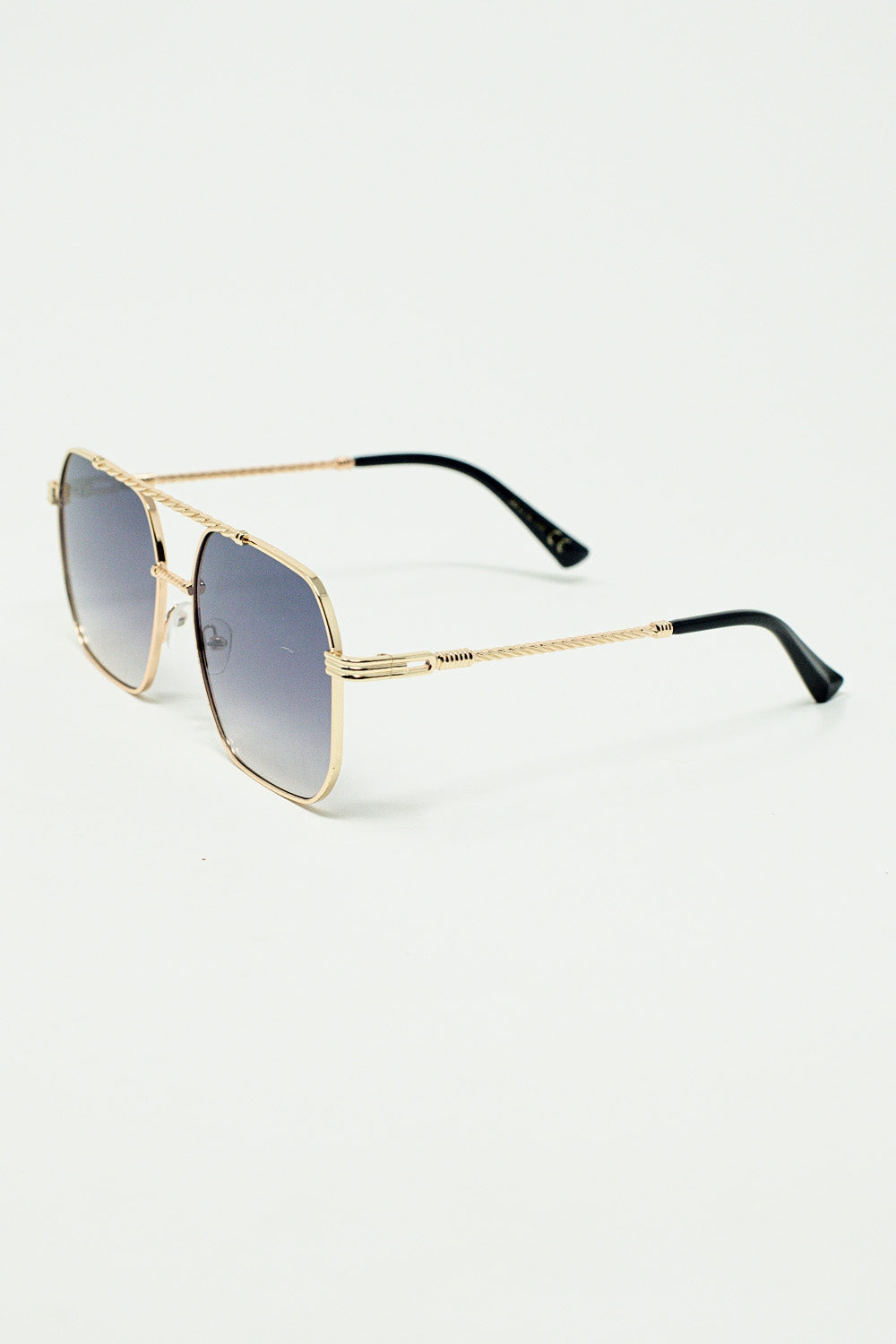Gafas de sol con montura cuadrada dorada y azul degradado Q2