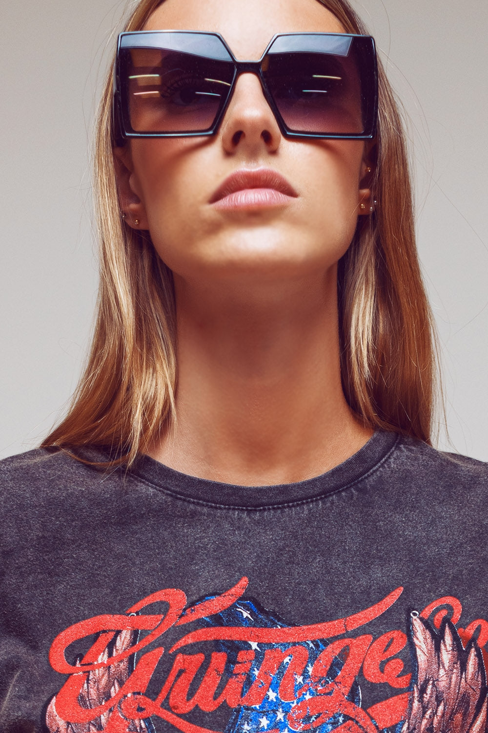 Gafas de sol cuadradas extragrandes en negro Q2